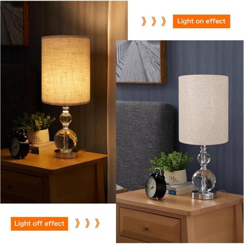 Tall Drum Lamp Shade for Table Lamps, Floor Lamp, Cloth Lampshade 10 Top X 10 Bottom X 13 High, Beige Large Line Fabric, Easy Assembly