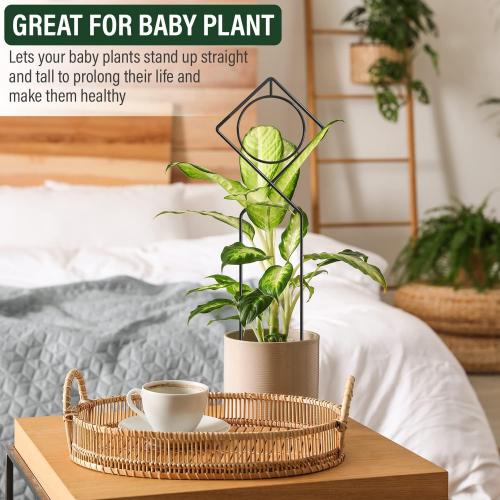 Metal Plant Support Stake for Indoor Climbing Plants, Pothos, Monstera, Philodendron and Vines, Plant Decor Accessories - Size: 17 x 7 (Boho, Black)