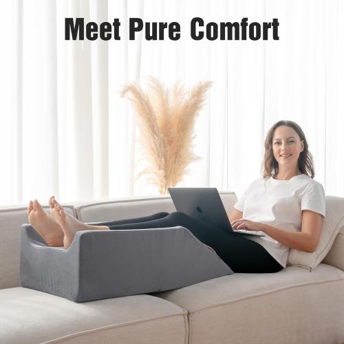LightEase Post-Surgery Leg, Knee, Ankle Elevation Double Wedge Pillow, Memory Foam Leg Elevating Pillow for Injure, Sleeping, Foot Rest, Reduce Swelling