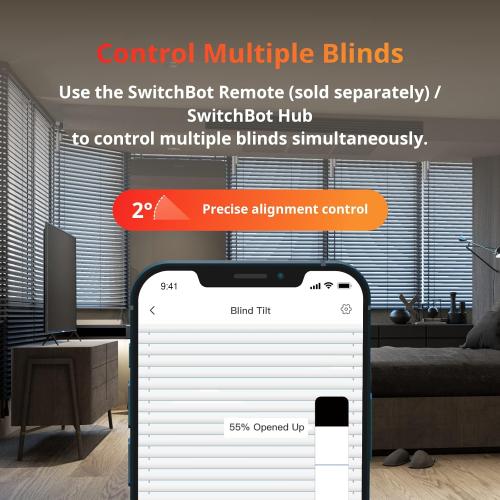 SwitchBot Smart Electric Motorized Blinds Kit - 3Pack with 2.4G WiFi Remote Control, Solar Powered, Compatible with Alexa, Google Home and Siri, Light Sensing Control, Unlimited Group Control