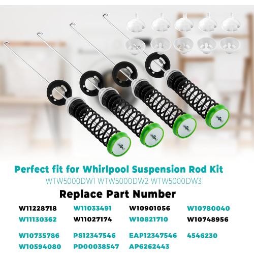 W11130362 Suspension Rod fit for Maytag MVWX655DW1 MVWC565FW1 MVWC565FW2 MVWC565FW fit for Whirlpool WTW5000DW1 WTW5000DW2 WTW5000DW3 WTW5000DW 11022352510 W10594080 W10748956 W10780040 prime&swift