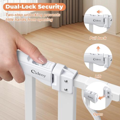 34 Tall Baby Gate No Drilling, Auto Close Dog Gate Indoor, White | for Doorways & Stairs, Pressure Mounted 29-40 Wide Pet Gate, Easy Walk Through Stair Gate for Baby & Pet Stroller Friendly