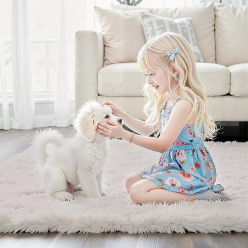 8x10 Area Rugs for Living Room Bedroom, Large Area Rug Shaggy Carpet Soft Plush Furry Bedside Rug, Rugs for Home Decor (Cream, 8 x 10)