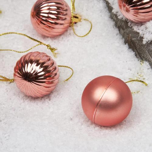 Emopeak 24Pcs Christmas Balls Ornaments for Xmas Christmas Tree - 4 Style Shatterproof Christmas Tree Decorations Hanging Ball for Holiday Wedding Party Decoration (Rose Gold, 1.3/3.2CM)