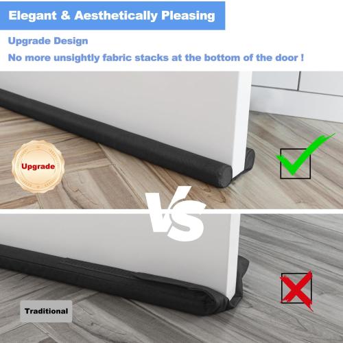 2 Pack Large Door Draft Stopper for Bottom of Doors 36 Inch Door Sweep Weather Stripping Noise Blocker Under Door Draft Noise Black Stoppers Adjustable Twin Door Sweep Draft Seal Window Sealer