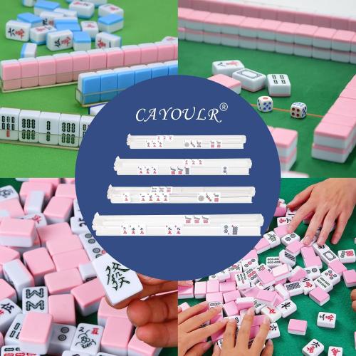 CAYOULR Mahjong Racks with Pushers, Convenient Rotating One-Piece Mahjong Pushers and Racks,4-Piece Set American Mahjong Accessories,Transparent