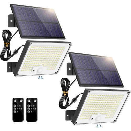 Solar Lights for Outside, 172LED 3Modes Split Motion Sensor Outdoor Lights with Remote Control, Solar Lights Outdoor Waterproof IP65, Outdoor Solar Lights for Yard,Patio,Garden,Garage, 2 Pack