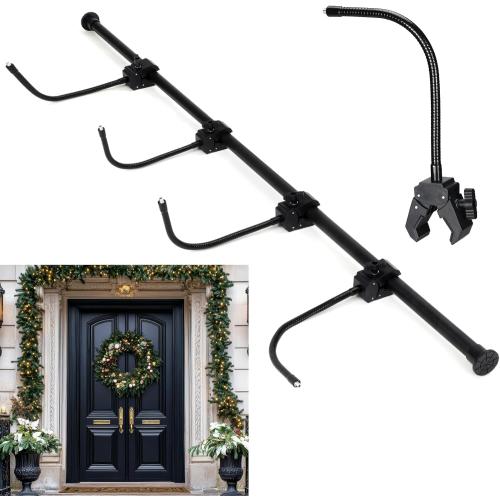 Geelin Front Door Garland Hanger for Christmas Adjustable Wreath Hanger Suitable for Different Doors with No Nails or Screws Heavy-Duty Cast Iron for Holding Christmas Wreaths Decor(35.4 - 63)