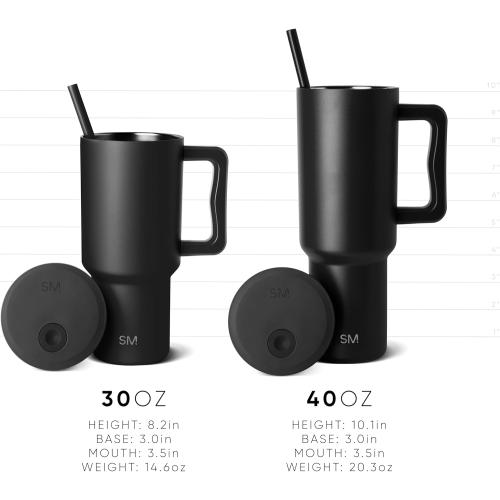 Simple Modern 40 oz Trek Tumbler with Handle and Straw Lid | Cup Holder Friendly Insulated Stainless Steel Travel Mug | Cream Leopard