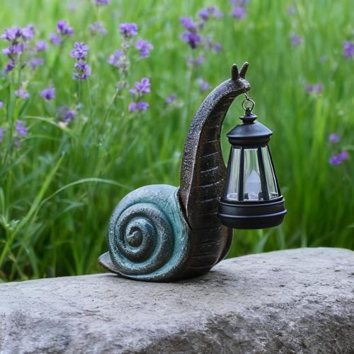 Solar Snail Garden Lights Outdoor Decor (3.15 W x 4.92 L x 8.27 H), Solar Powered Figurine for Patio Lawn Yard Porch, Indoor Decoration, Unique Gift for Mom Grandma Women