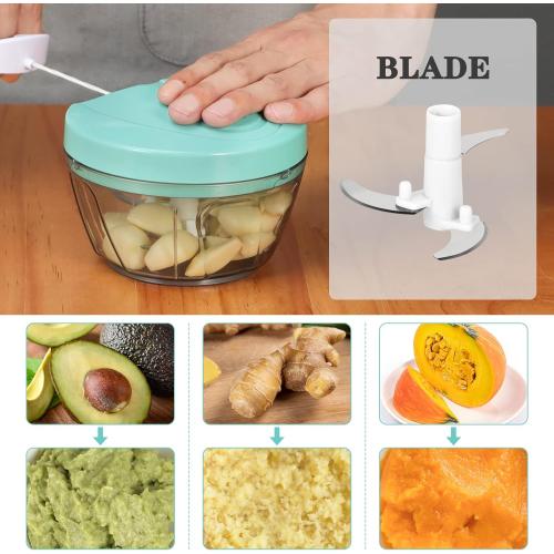 Cambom Manual Food Chopper Vegetable Cutter, Hand String Vegetable Chopper Onions Cutter for Vegetable Fruits Nuts BPA Free Food Safe Material, 550ml Clear