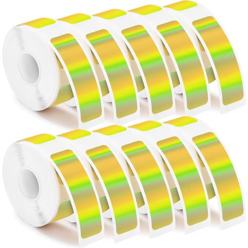 Gersoniel 1600 Pcs Label Tapes Compatible with D30 Label Printer Laminated Labeling Stickers Thermal Labels for Home Office(Laser Gold,12 x 40 mm)
