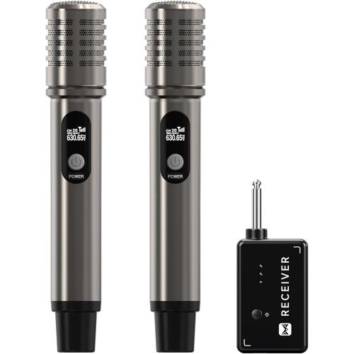 Wireless Microphones, Microphone with One-to-One Chip Connection and Rechargeable Receiver, 40H Duration, 200FT Range Receiving, Less Latency, Metal Construction Microphone for Singing