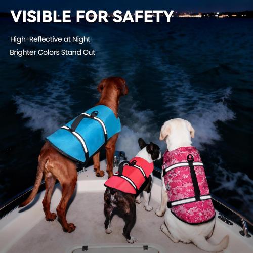 VIVAGLORY Dog Life Vest Rip Stop Dog Swim Vest, S, Blue | High Visibility Ripstop for Puppy Cat Doggy, Life Jacket with Handle & Leash Ring for Boating & Swimming