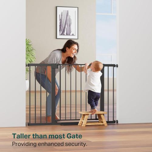 Cumbor 36 Extra Tall Baby Gate for Stairs, 29.7-48 Wide Dog Gates for Doorways, Auto Close Safety Gate for Babies and Pets, Easy Install, Pressure Mounted, Fits Doorways, Stairs, Entryways, Black