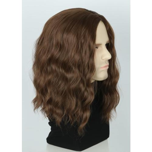 Topcosplay Mens Wig Brown Short Curly Wigs Man or Women Wig Halloween Costume Party Wig Funny Wigs