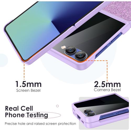 Maxdara for Z Flip 7 Glitter Case, Samsung Flip 7 Magnetic Case with Privacy Screen Protector Slim Cover Support Wireless Charging, Purple (Privacy Screen)