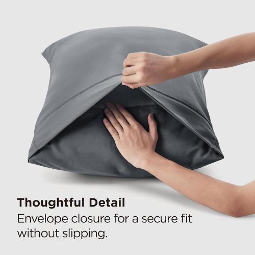 Bedsure Pillow Cases Standard Size Set of 2 - Dark Grey Brushed Microfiber Pillowcases, Super Soft and Cozy Pillow Case Covers with Envelope Closure, Wrinkle, Fade and Stain Resistant, 20x26 Inches