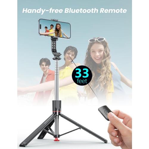 Selfie Stick Tripod with Light, 67'' Tripod with Wireless Remote, Portable Phone Tripod Compatible with iPhone 16/15 Pro Max/15/14 Pro/14/13, Samsung S22/ S23 Ultra/Android Smartphone