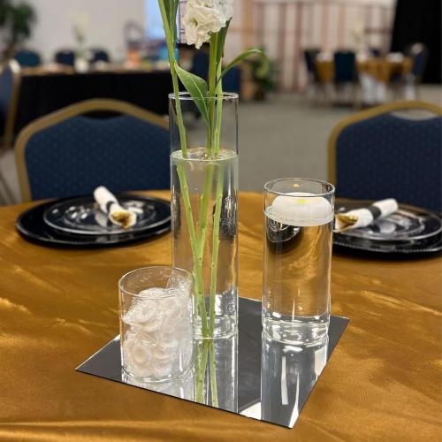 8 Square Mirror Centerpieces for Tables Decorations, 10 Pack Acrylic Square Mirror Tray Candle Plate 2mm Thickness Mirror Centerpiece Table Decorations for Wedding Decorations Party, Wall Decor