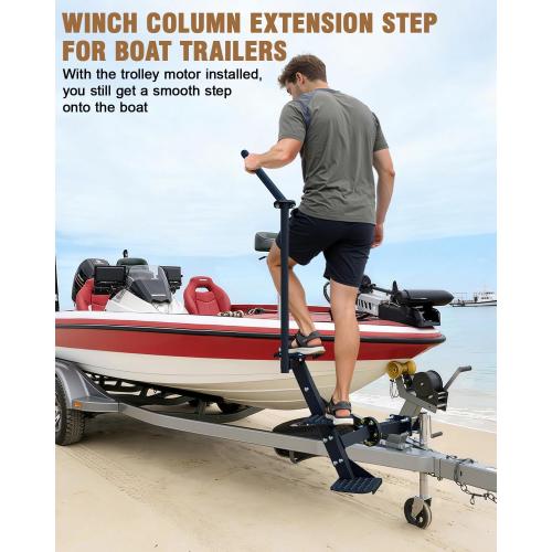 Boat Trailer Steps, Heavy Duty Trailer Winch Post Steps with Handle | Universal Fit for 3 x 3, 3.5 x 3.5, Non-Slip Surface, 450Lbs Capacity