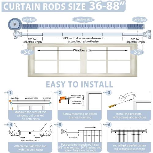 Gold Decorative Crystal Curtain Rods 36 to 88 Inch:Heavy Duty Adjustable Window Curtains Rods for Living Room Bedroom,Brass Gold Modern Girly Acrylic Drapery Rod with Clear Bling Diamond Finial