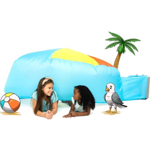 The Original Patented AirFort - Build A Fort in 30 Seconds, Inflatable Fort for Kids, Play Tent for 3-14 Years, A Playhouse Where Imagination Runs Wild, Fan not Included (Beach Ball Blue)