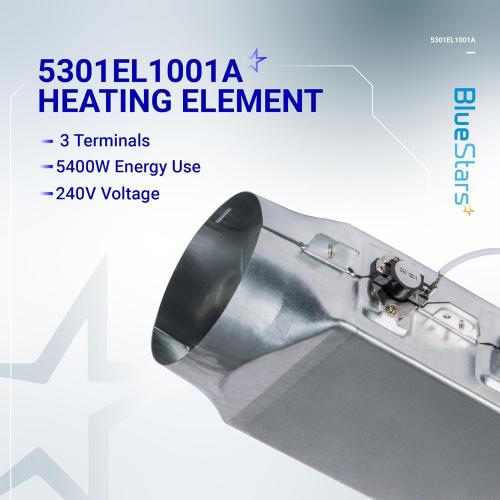 BlueStars 5301EL1001A Dryer Heating Element Assembly – For LG DLE7177W DLE5977W DLE8377NM DLE2516W DLEX3700W DLE5955W DLE0442W DLE4970W DLE5955G DLE9577SM Dryers - Replaces 5301EL1001J 5301EL1001H