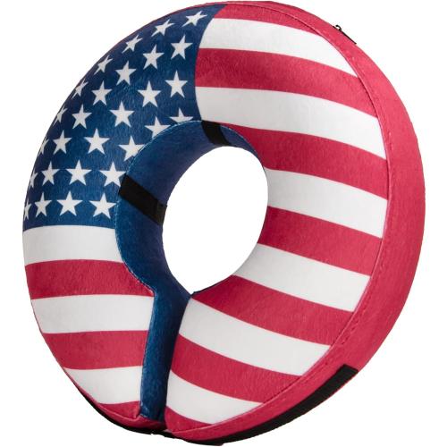 BENCMATE Inflatable Dog Cone Collar Alternative, Soft Dog Cone for Small Medium Large Dogs and Cats, Neck Recovery ECollar Donut Collar After Surgery (XLarge, Flag)