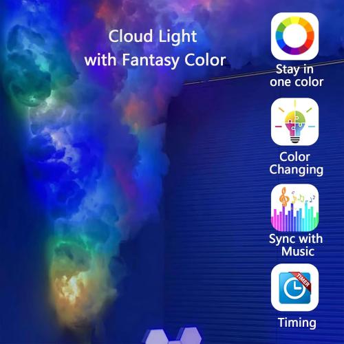16.5 FT Cloud Lights for Ceiling, Upgraded Thundercloud Music Sync Multicolor Changing Strip Light, Atmosphere DIY Creative Thunder Cloud Lamp Wall Ceiling Light for Bedroom Gaming Room Party