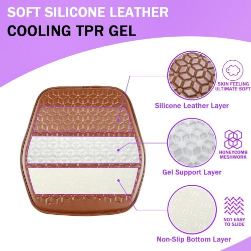 Thin Gel Seat Cushion for Car Seat, Office Chair, Wheelchair, Golf Cart - Non-Slip Car Seat Cushions with 0.7 Inch Gel - Sciatica & Coccyx Pain Relief (Leather, Brown)