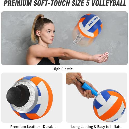 Outdoor Professional Volleyball Net Set for Backyard Beach with Adjustable Heavy Duty Poles, Durable Net, PU Volleyball & Pump, Carry Bag