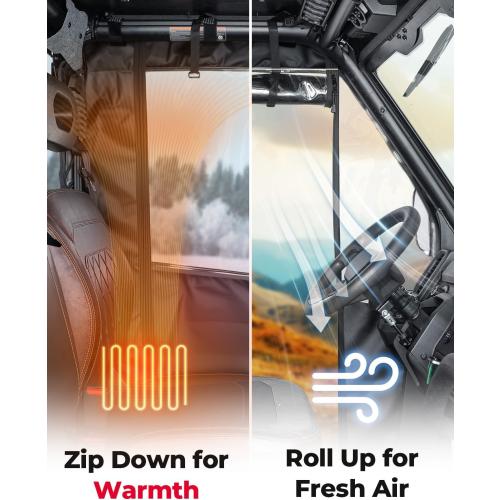 KEMIMOTO Soft Full Doors, UTV Water-Resistant Cab Enclosure Compatible with CFMOTO UFORCE U10 Pro 2025 , Upgrade YKK Zipper Full Windshield Panel 2 Doors Accessories