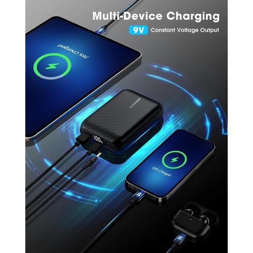 WASOTO Heated Vest Jacket Battery Pack 16000mAh 9V Output with LED Display, Rechargeable Power Bank with DC/Type-C/USB Supports PD3.0/PD2.0