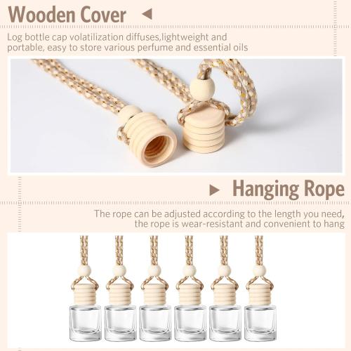 BBTO 100 Pcs Car Air Fresheners Diffuser with Wooden Empty Aromatherapy Diffuser Clear Fragrance Holder Pendant Hanging Perfume Fresheners Bottles for Car Decor(Clear Classic)