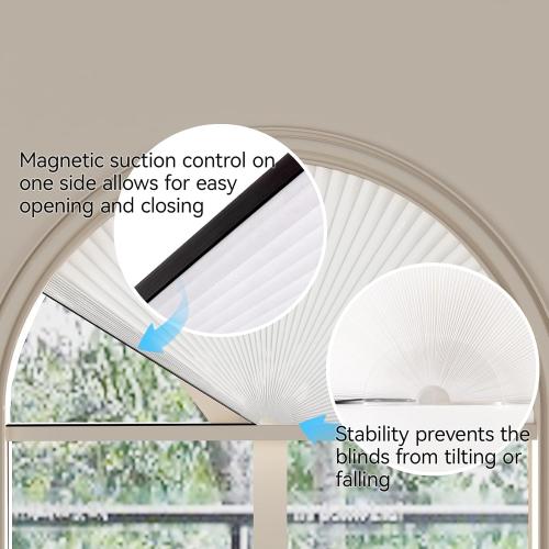 Size 24x48 Color White Half Circle Window Shade Arch Window Cellular Blackout Shades Cordless for Half Moon Window Shade no Drill Honeycomb Blackout Blinds Easy to Cut and Install (White 24 X 48)