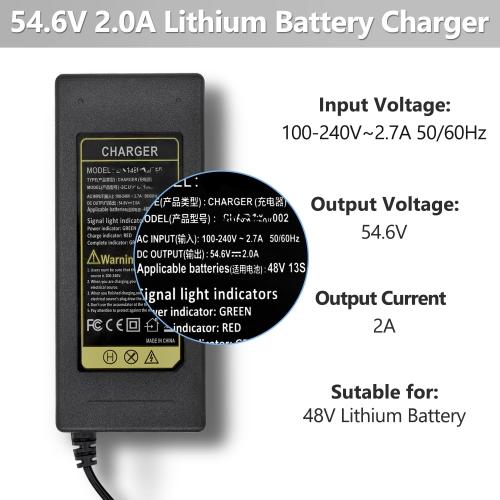 54.6V 2A Fast Charger 7 in 1 Plugs Universal for 48V 13S Lithium Batteries, Pinkind 48V Li-ion Battery Charger Replacement for Razor, Jetson, Voyage, Gotrax, Ninebot,Segway, Hiboy and More