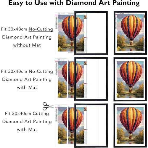 12x16 Picture Frame Set of 2 Black with 10x14 Mat for 30 x 40cm Diamond Art Painting, Display Photo 10x14 with Mat or 12 x 16 Without Mat, Wall Hanging Large Frame, 2 Pack, Black