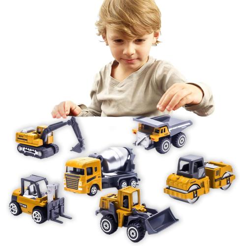 Construction Toys, 6 Pack Alloy Diecast Cars Construction Truck Toys for 3 4 5 6 7 Year Old Boys, Forklift, Excavator, Dump Truck Tractor Toy Playset for Kids Toddlers Birthday Easter Gifts