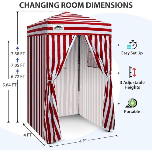 EAGLE PEAK 4x4 Pop Up Changing Tent, Outdoor Changing Room, Red/White | Pop Up Privacy Tent, Pool Cabana, Outdoor Shower Enclosure, Dressing Room, 250D Fabric, Instant Setup Compact Flex Frame