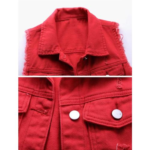 Size 3XL Current Women's Buttoned Washed Denim Jacket Sleeveless Crop Vest 6 Color