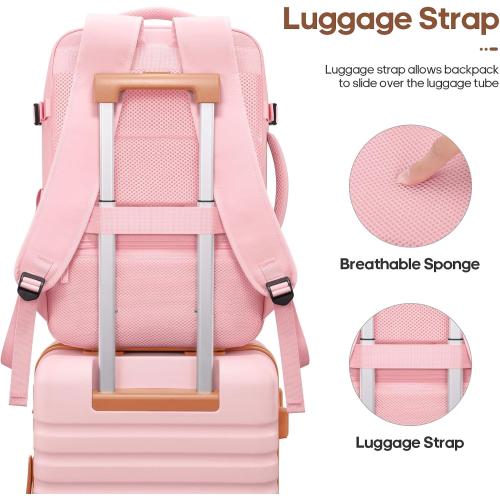 UKEIN Luggage Sets 3 Piece, Carry On Luggage 20In With Spinner Wheels,PC Hardside Suitcase Set with TSA Lock,Durable Carry On Suitcase With Travel Backpack for Men (Pink, 3 piece set (20inch))