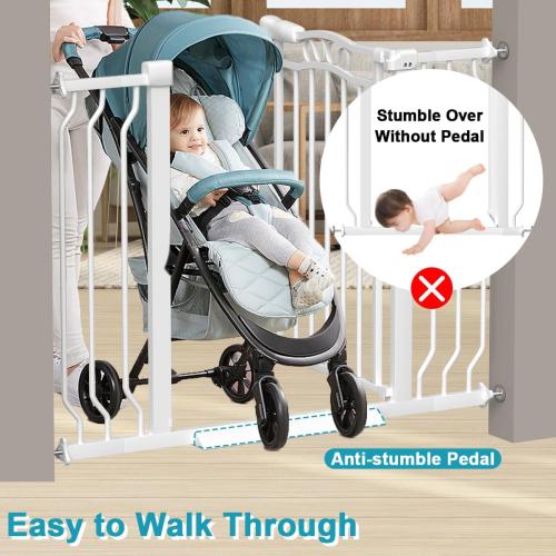 Extra Wide Baby Gate for Doorways 53.1-62.6, Pressure Mounted Dog Gates With Door, Child Safety Barrier Walk Thru Indoor, Large Babygate Long for Kids Toddler Pet Outside, 30 In Tall White