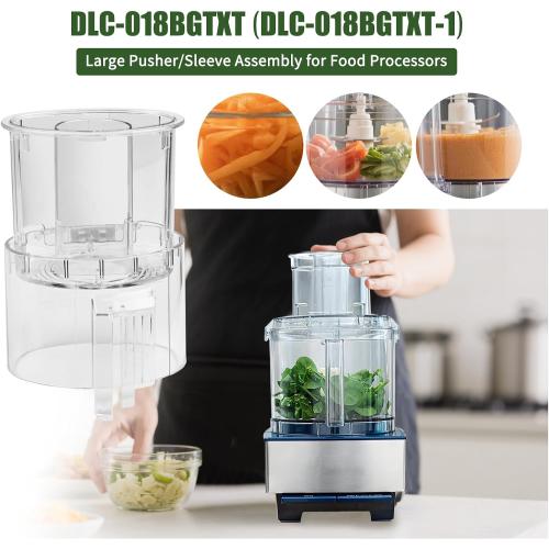 DLC-018BGTXT (DLC-018BGTXT-1) Large Pusher and Sleeve Assembly Fit for Food Processors, Compatible with Cuisinart Tritan Custom Food Processor DFP-11, DLC-8S, DLC-8SY, DFP-11 Deluxe 11,DLC -5,DLC-7FPC