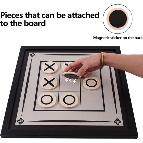 Wall Mounted Games - 16 inch Wall Art Tic Tac Toe Game for Game Rooms/Home Decor，Including 2×5 Pieces and Piece Storage Bag - Ideal as Housewarming&Holiday Gift