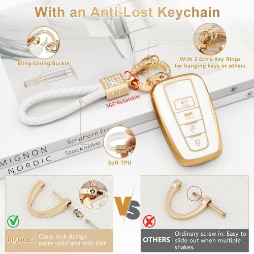 PIFOOG Key Fob Cover for Toyota RAV4 Camry Highlander Corolla 4Runner Prius Avalon CHR 4 Button Keys Case