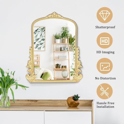 Vintage Small Arched Mirror, 17x 12 Wall Mounted Tabletop Vanity Mirror | Adjustable Stand, Sturdy Frame for Living Room, Bedroom Vanity (Makeup, Braiding), Bathroom, Entryway, Porch, Home, Dormitory