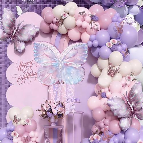 Butterfly Pinata Set - Purple Crystal Butterfly Pull String Piñata with Blindfold, Bat, Confetti for Birthday Fairy Party Decorations (16.1'')
