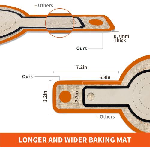 Silicone Bread Sling for Dutch Oven Liner, Non Stick 2 PCS, Easy Clean Reusable Silicone Baking Mat with Long Handles, Easy to Transfer Sourdough Bread, Orange