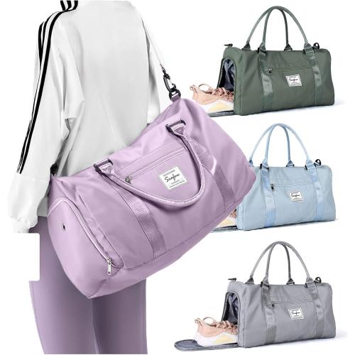 Purple Weekender Duffel Bags for Women Men, Travel Totes Bag for Airplane, Cute Sports Gym Dance Overnight Luggage Bag with Wet Pocket Shoe Compartment, Carry On Hospital Bag for Labor and Delivery